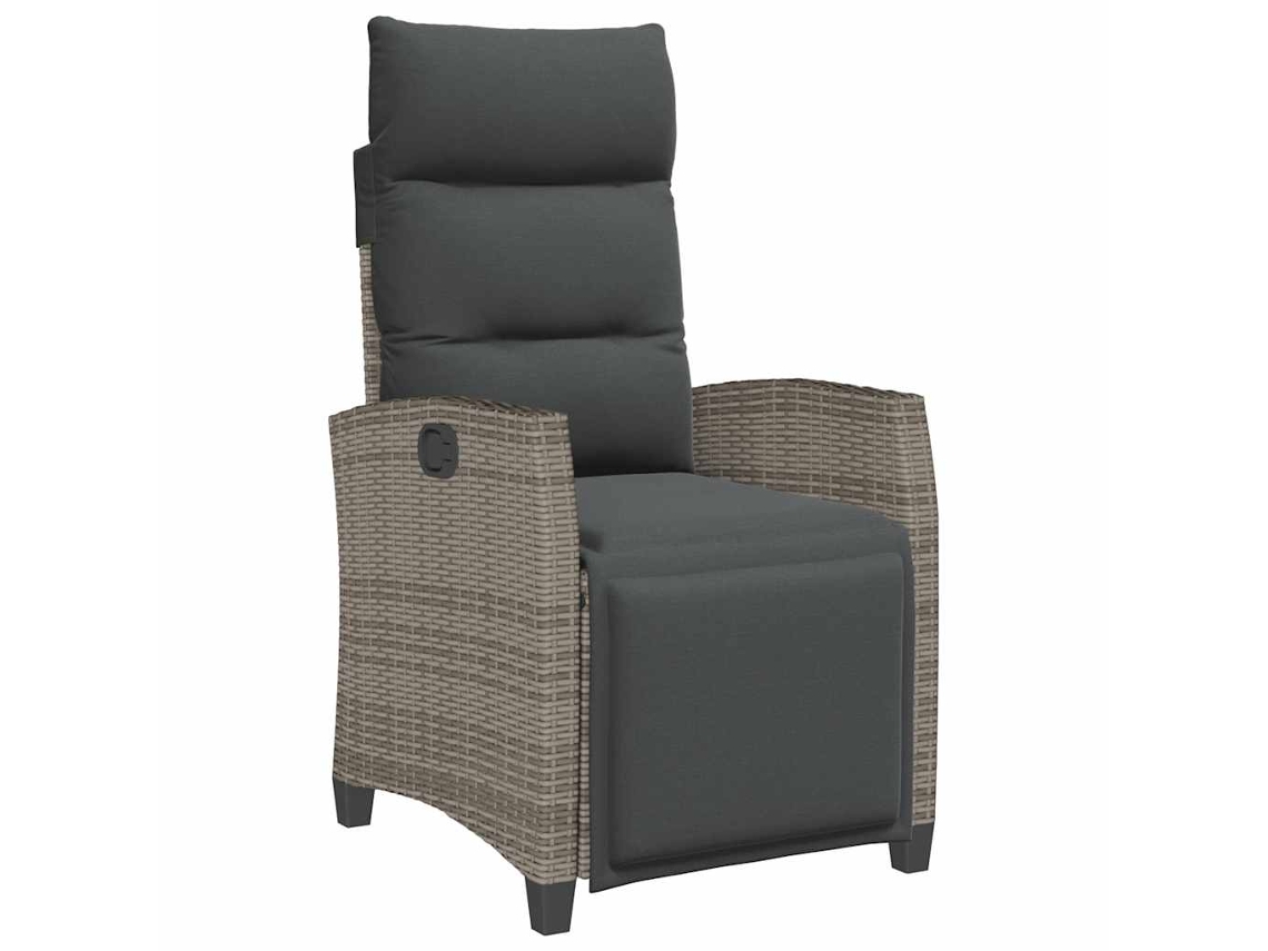 Maison Exclusive - Cadeira De Jardim Reclinável Com Mesa De Apio Vime Pe Cinzento