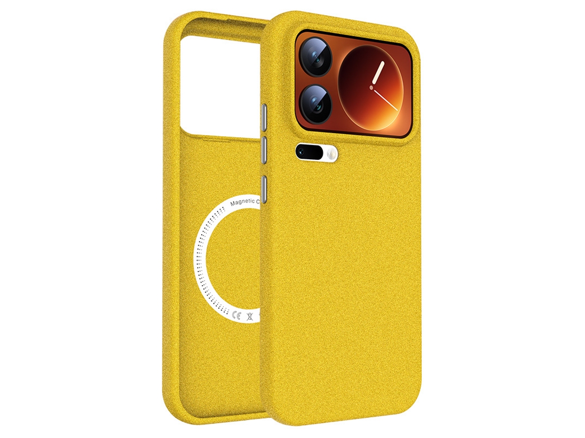 Capa Para Celular Com Areia De Quartzo, Magnética, Antiderrapante, Fosca, Com Cola Macia Inclusa.amarelo - Xiaomi 17 Ultra