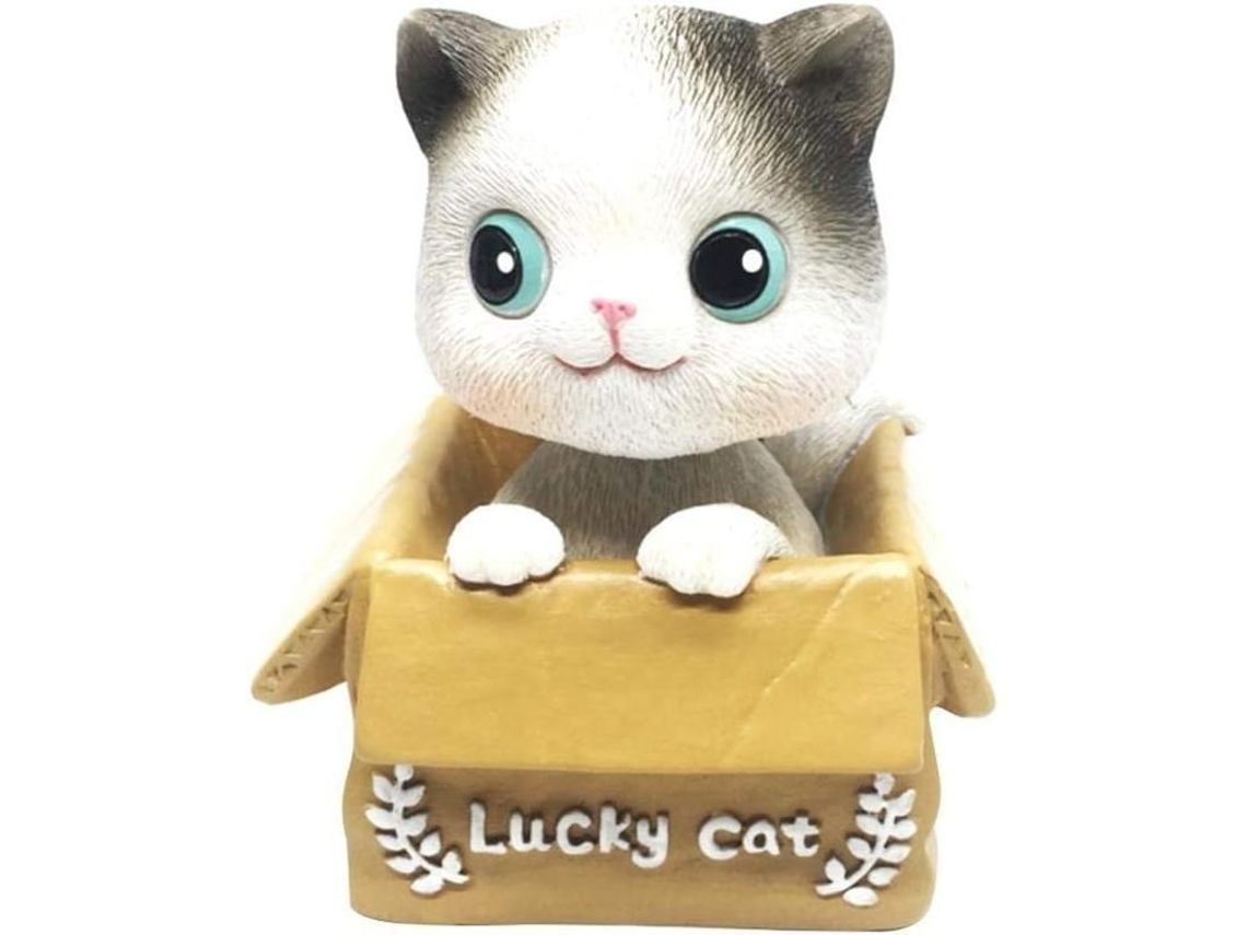 Figura De Resina Gatito Con Cabeza Moviendo Interior De Coche Adorno Regalo Juguete Auto 9x6x5cm