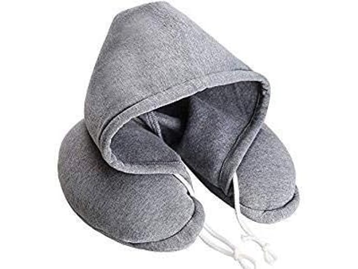 Travesseiro De Pescoço Em U Com Capuz Confortável Para Viagem Avião Softe Almofada De Cabeça