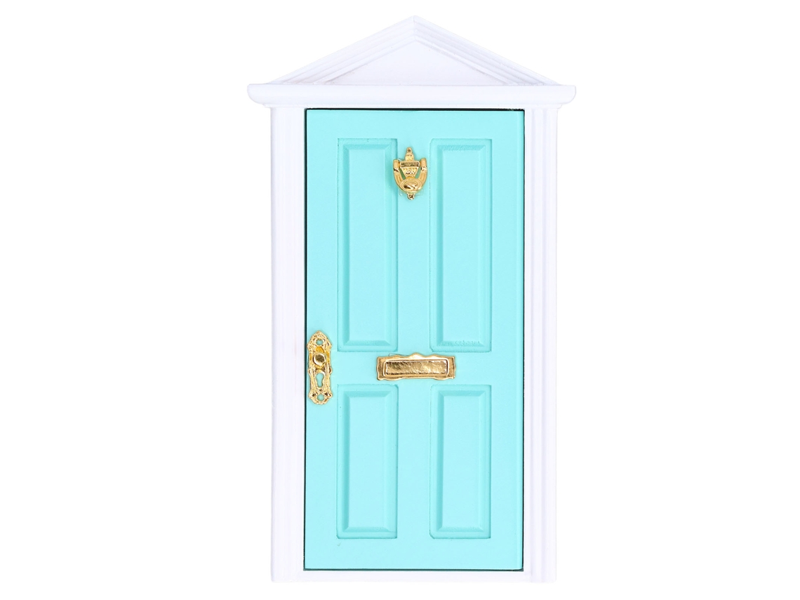 Porta De Madeira Miniatura Fada Cor Viva Casa De Bonecas 1:12 Presente Verde Menta