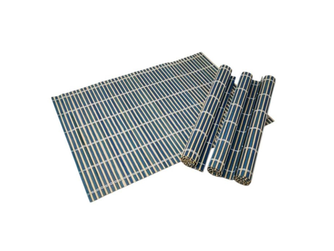 Conjuntos De Mesa Em Bambu - Pacote Com 4 - Resistentes - Enroláveis - Cores Aleatórias