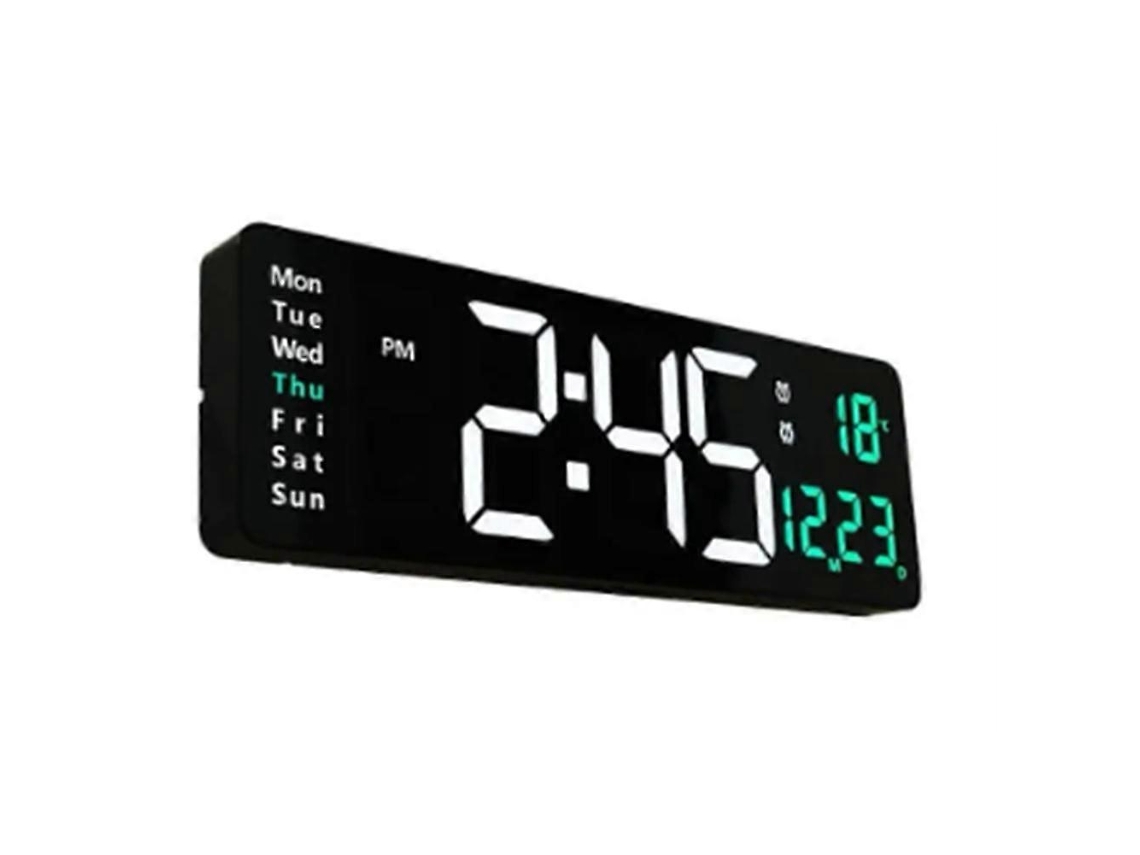 Large Digital Wall Clock Remote Control Temp Date Week Display Power Off Memory Table Clock Wall-mounted Dual Alarmsblack