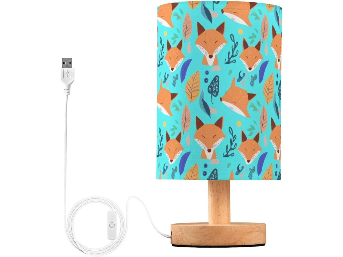 Abajur De Cabeceira Com Raposas Desenho Animado, Com Porta Usb, Sem Necessidade De Lâmpada, Luz Led Quente Para Quarto