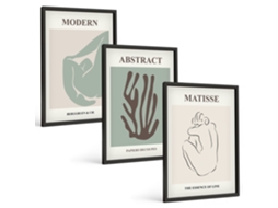Conjunto De Pinturas Pinturas Abstratas Elegantes De Matisse Espelharte (3 Peças 40x60 Cm)