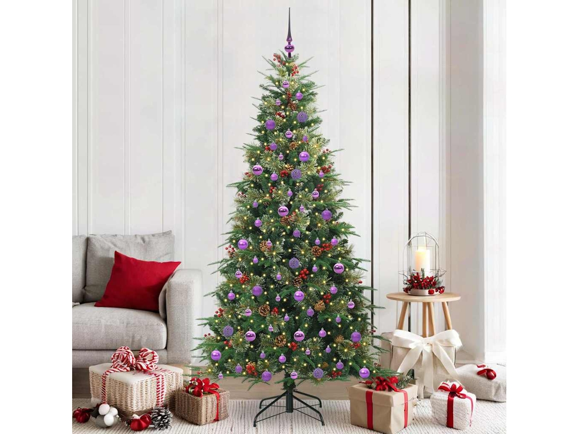 Vidaxl Árvore De Natal Articulada Artificial Verde 210 Cm Pe E Pvc