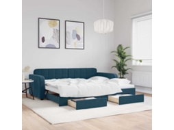 Vidaxl Sofá-cama Com Gavetão E Gavetas 90x200 Cm Veludo Azul