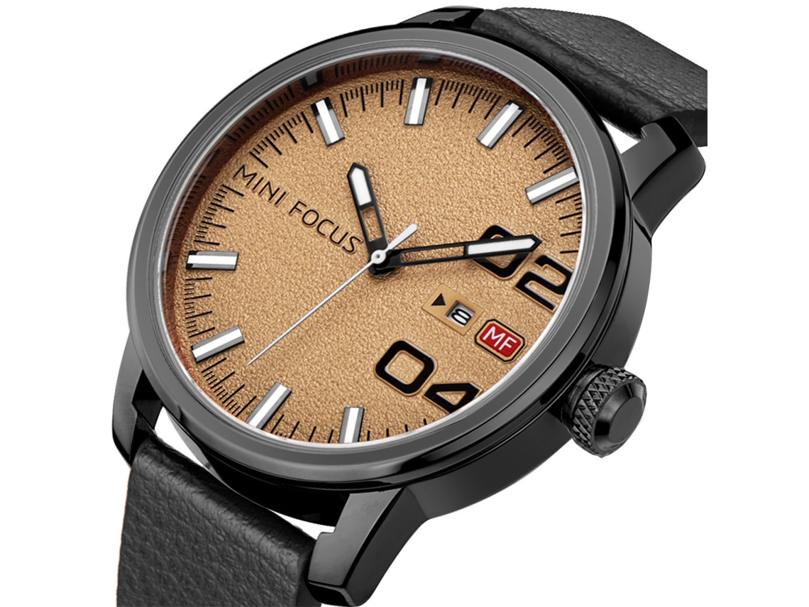 Reloj De Pulsera Para Hombres Mini Focus Analógico De Cuero Resistente Al Agua