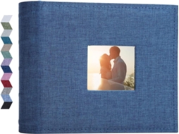Álbum Fotográfico Lurelia Baby, 100 Compartimentos, 15 Cm, Camada Linho, Cor Azul