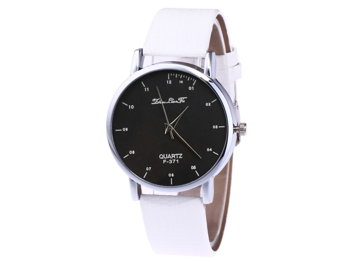 Relógio Analógico de Quartzo com Pulseira Pu para Homem e Mulher Estilo Empresarial Branco