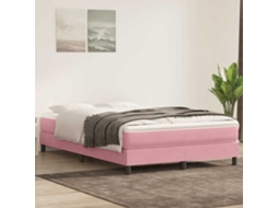 Vidaxl Cama Com Molas/colchão 160x220 Cm Veludo Rosa