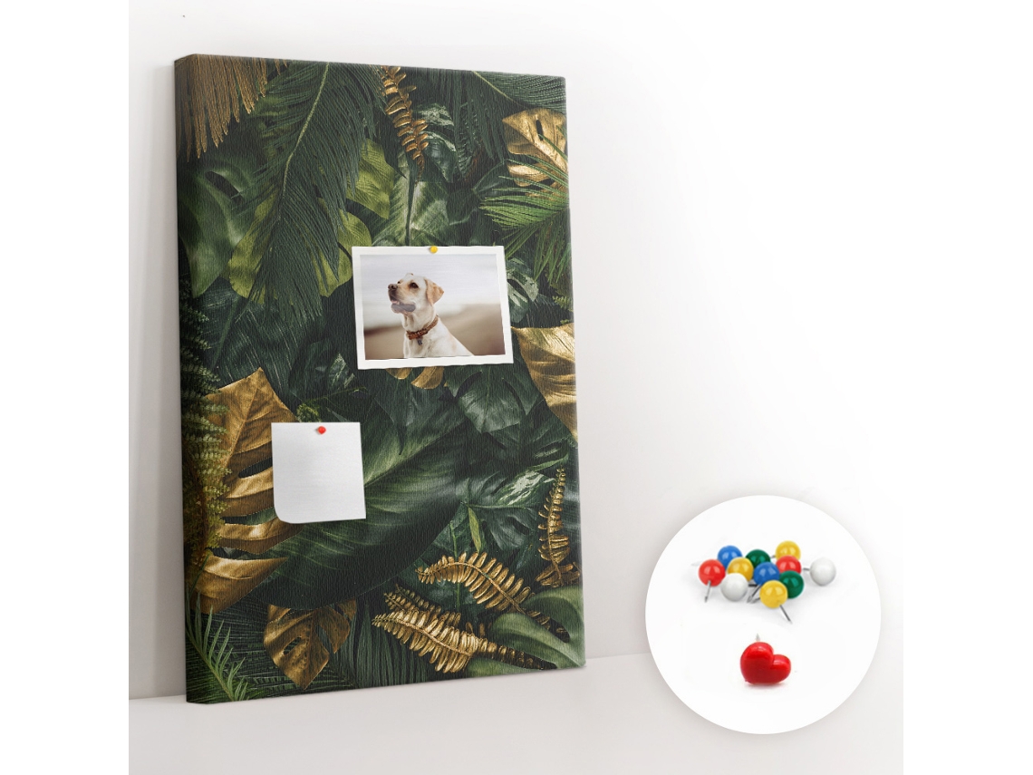 Lousa De Cortiça Folhas Tropicais Para O Escritório Espelharte (40x60 Cm)