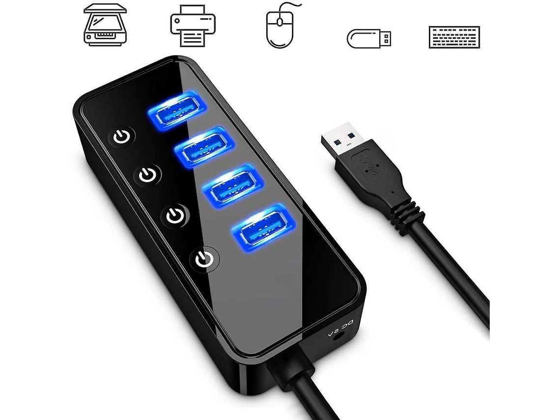Portas Usb 3.0 Hub Com 1 Porta De Carregamento, Interruptor Liga/desliga Simples Brilvibera