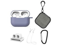 Conjunto de 5 acessórios para AirPods Pro: capa protetora de silicone, bolsa, Fivela, gancho e cordão anti-perda. GIECY