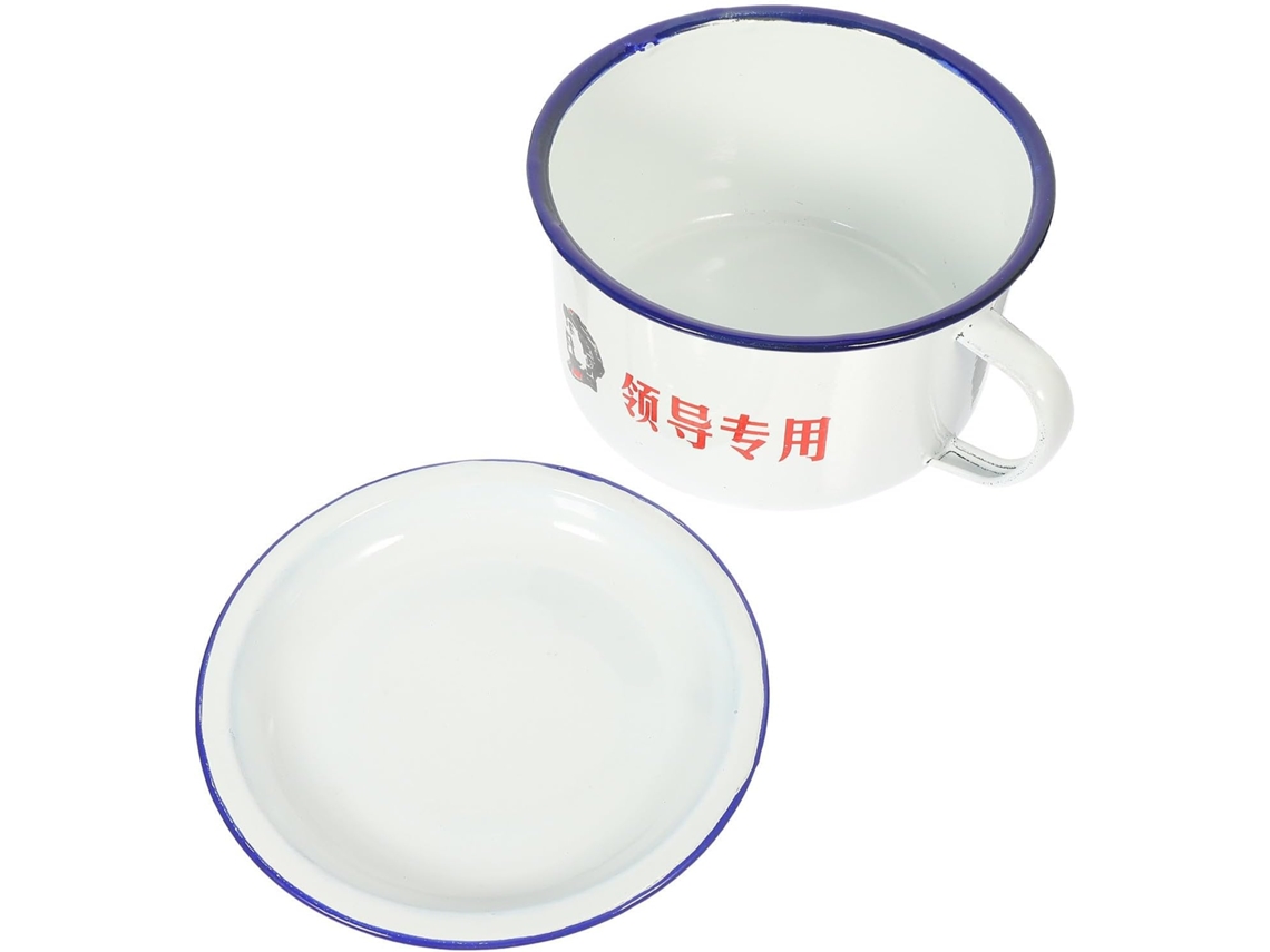 Tigela Bento Zerodeko Em Esmalte Branco Com Design Retrô E Alça, Prática Para Ramen E Macarrão Instantâneo, Ideal Para A