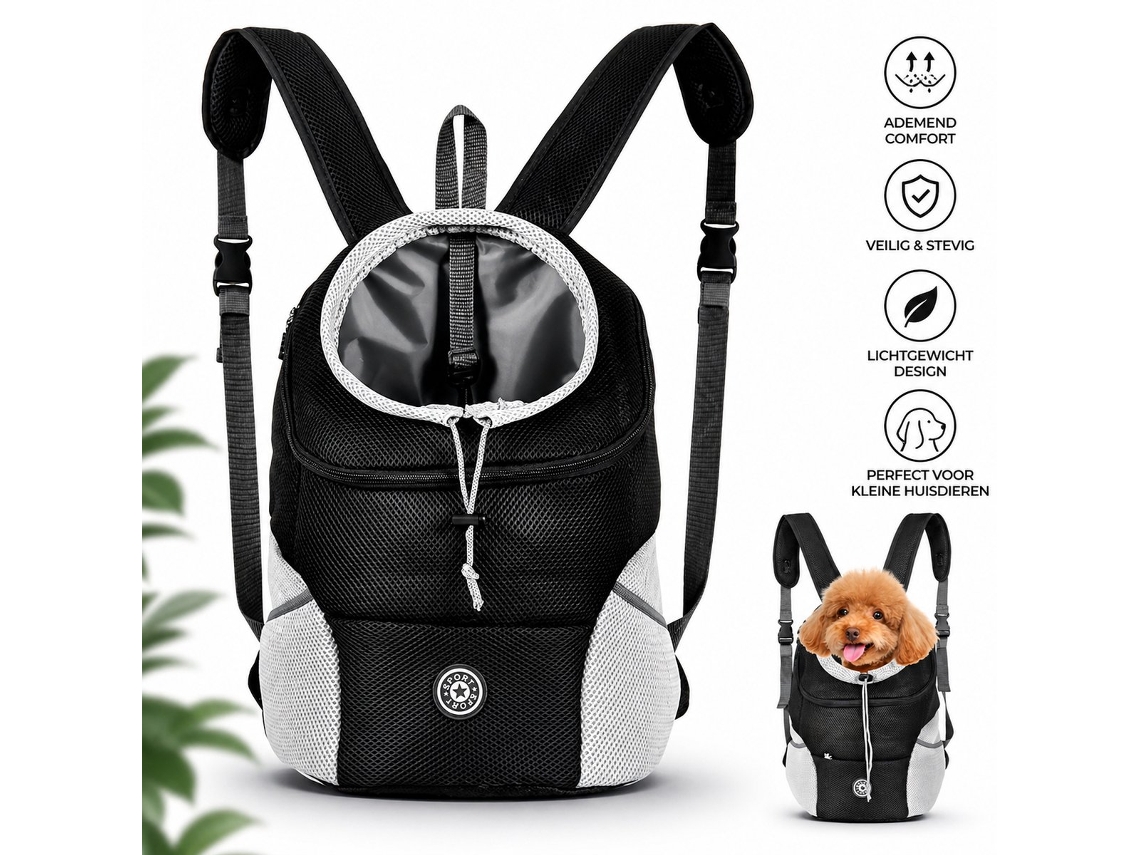 Mochila de Transporte para Cães e Gatos, Respirável com Tela, Guia de Segurança, Preta AQUAFORGE