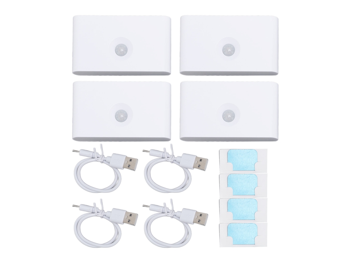 2026 4pcs Luz Noturna Led com Sensor de Movimento 2700k Usb c Recarregável Magnética Luz Dupla para Corredores Escadas Quarto