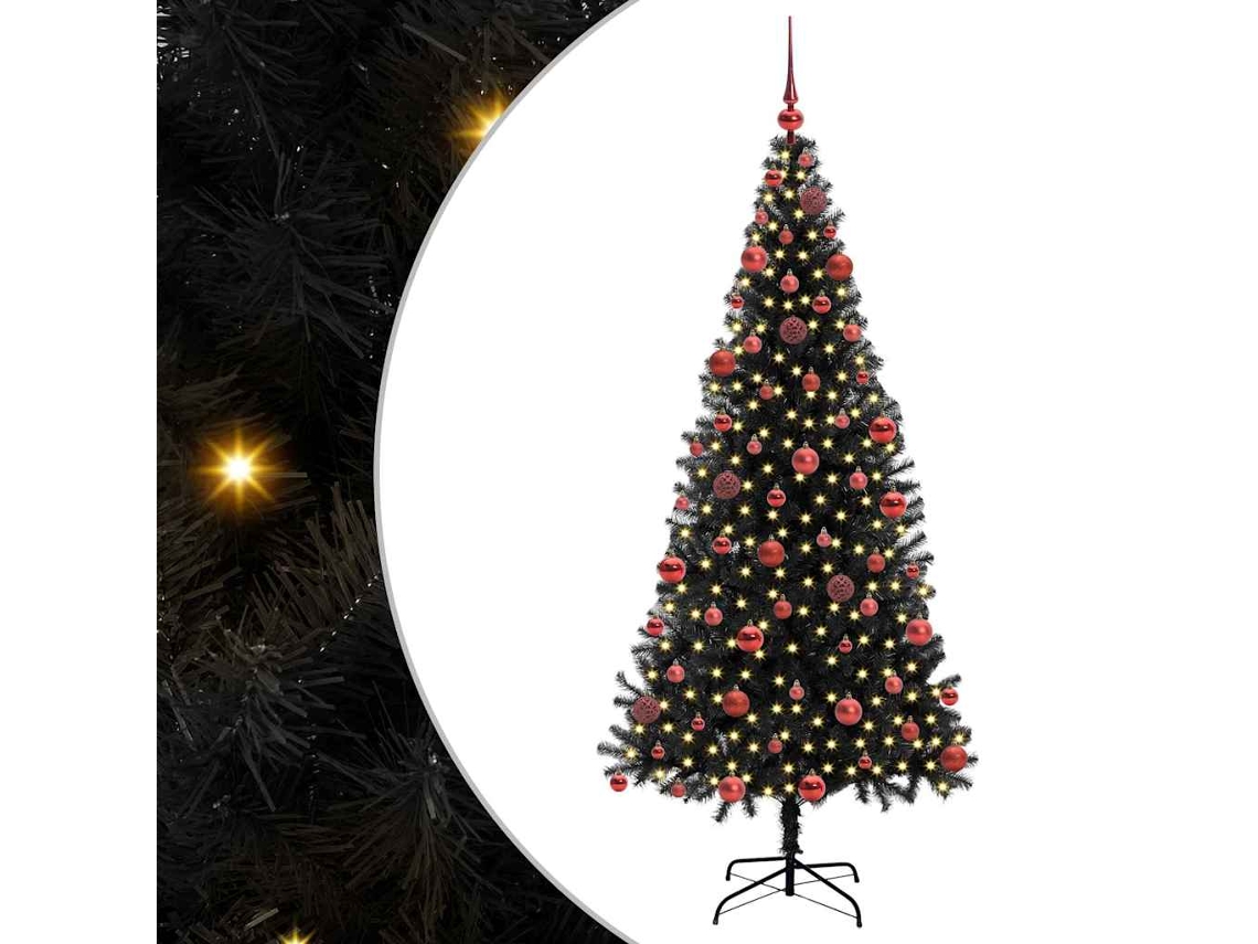 Conjunto 1 Árvore De Natal Vidaxl Preto Pvc (180 Cm)