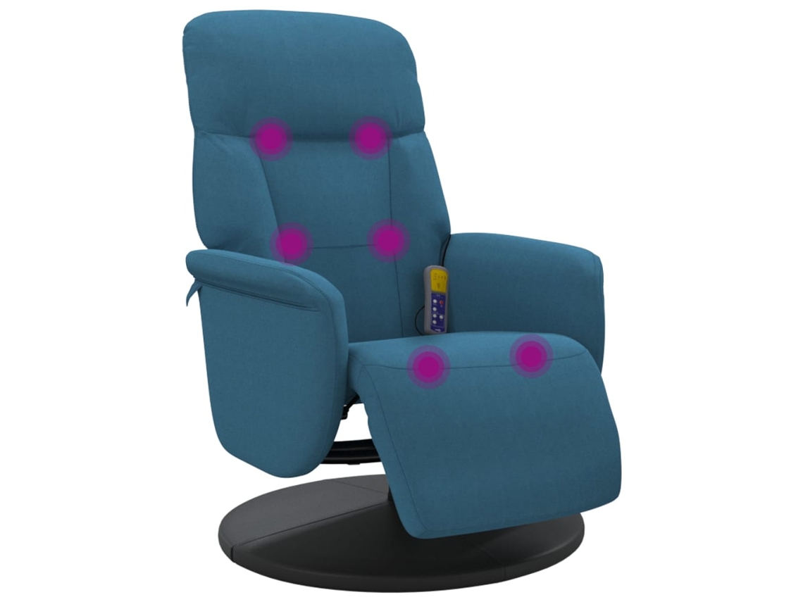 Massage Recliner Chair, Massage Recliner Chairs Vidaxl Azul Veludo