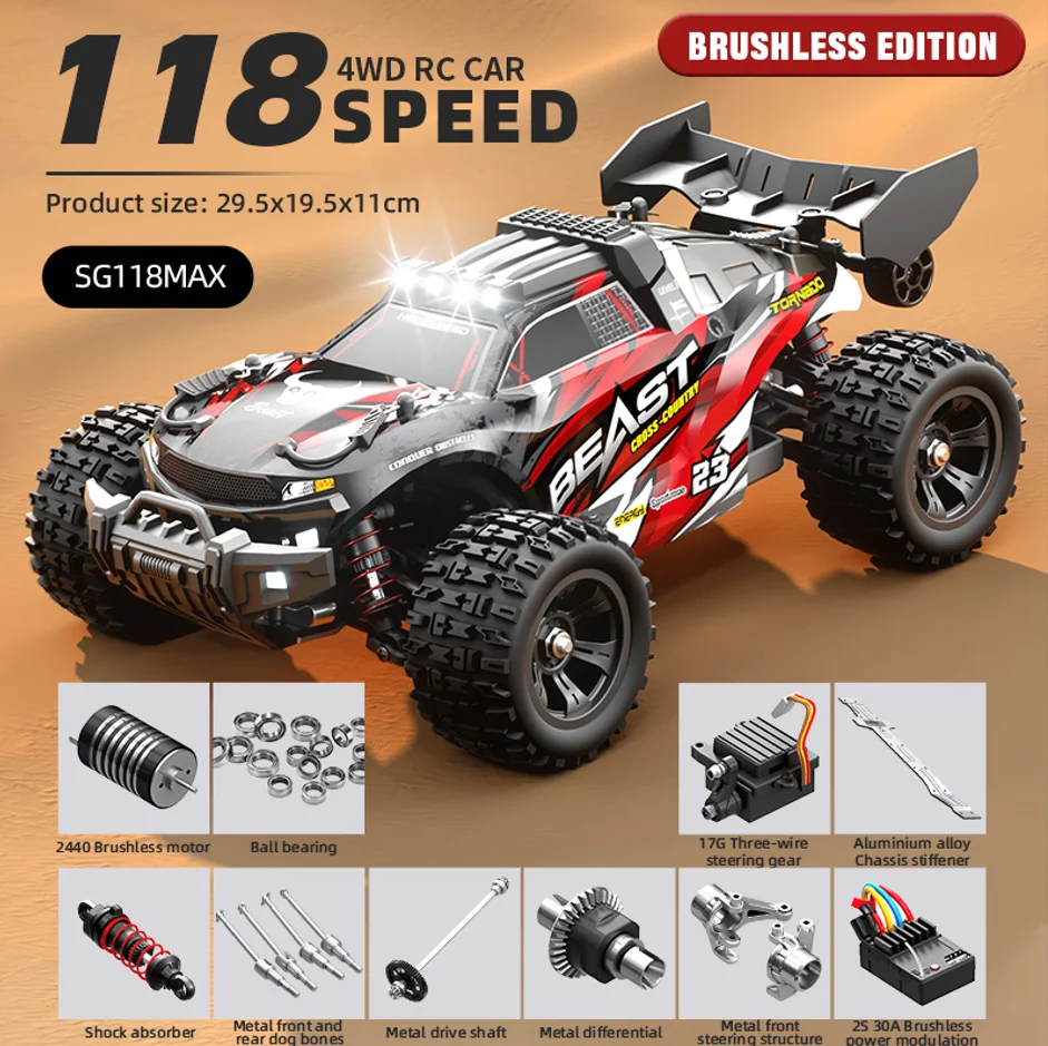 (vermelho Sem Escovas) Carro De Controle Remoto Sem Escovas 4wd De Alta Velocidade Para Drifting Off-road, 60 Km/h