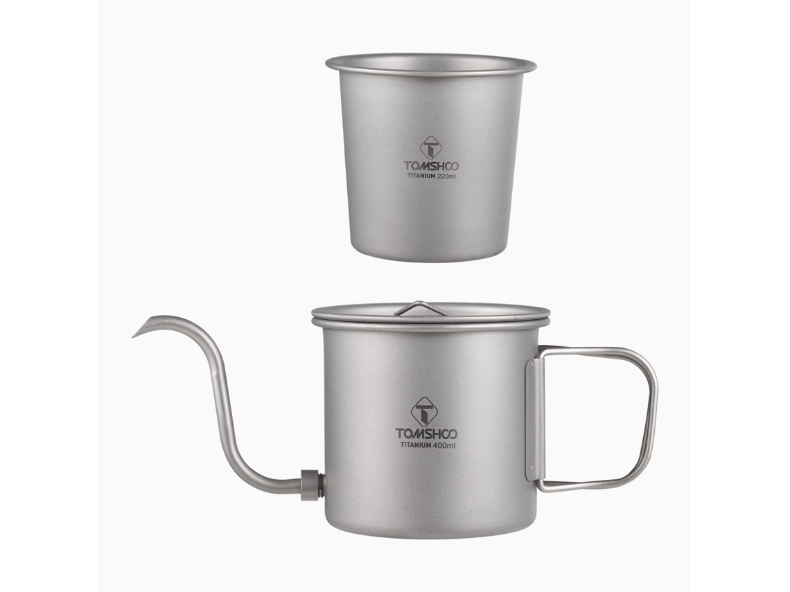 Caneca de Café Portátil de Titânio 400ml para Camping