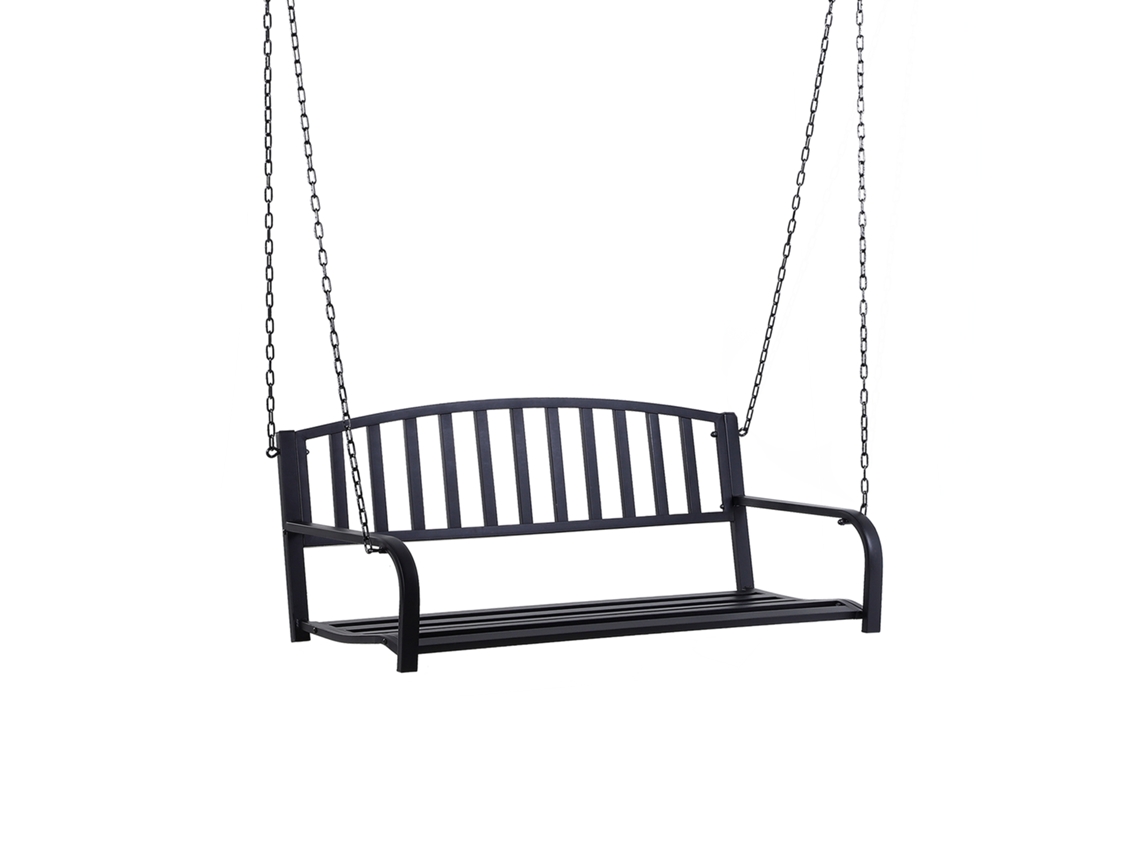 Balanço Suspenso ESSÊNCIACASA, para 2 pessoas, banco de metal preto, 127x60x47 cm