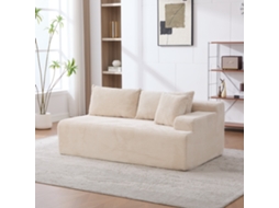 Sofá Modular Em Chenille Com Espuma De Alta Densidade 30d, Sofá Comprimido Fácil De Mover, Base Antiderrapante, Para Sala, Marfim