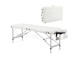Marquesa de Massagem Dobrável e Portátil com Altura Ajustável e Apoio para a Cabeça 215x81x61 84 Cm Branco Ge