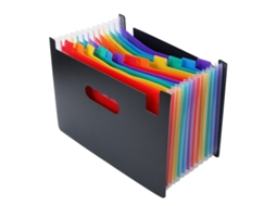 Pasta Sanfonada Expansível com 24 Compartimentos, Grande Capacidade, Abas Coloridas e Ideal para Faturas, Recibos e Documentos BRILVIBERA