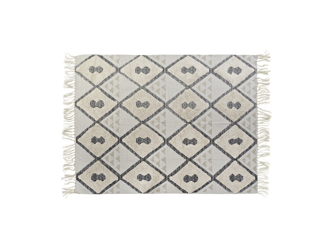 Tapete de Algodão 1500 G/m² Bege com Padrão de Losangos, 160 X 230 X 1 Cm ALEXANDRA HOUSE LIVING