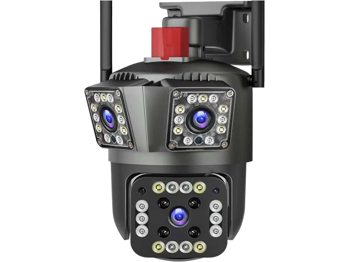 Câmera de Segurança Residencial Ip 6k Hd com Três Lentes, Zoom de 8x, Rastreamento de Movimento Ptz Externo e Sistema 4k. SFUSHOS