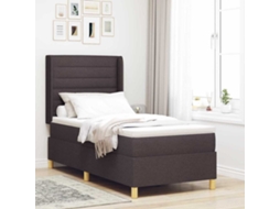Vidaxl Cama Box Com Colchão Marrom Escuro 100 X 200 Cm Tecido