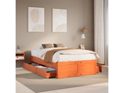 Vidaxl Cama Sem Colchão Com Gavetas Madeira Pinho Maciça Castanho-mel