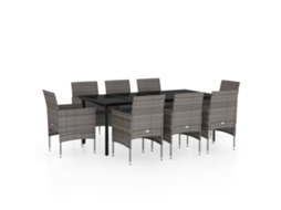 Maison Exclusive - 9 Pcs Conjunto De Jantar Para Jardim C/ Almofadões Cinza/preto
