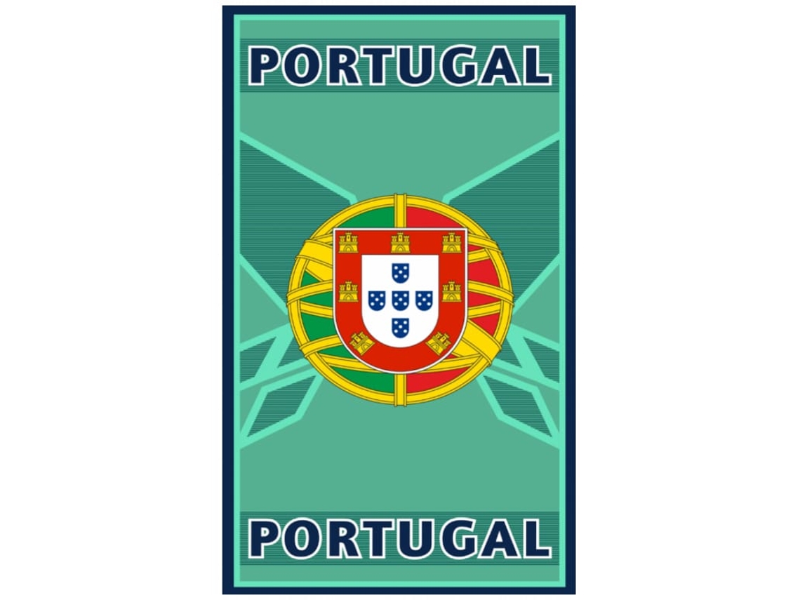 Toalha De Praia Microfibra Portugal Escudo Ciano