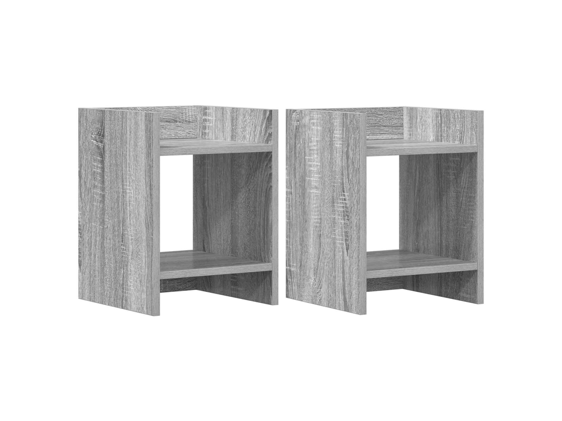 Conjunto 2 Suporte Para Plantas Vidaxl Cinzento Derivados De Madeira (30 X 30 X 40 Cm)