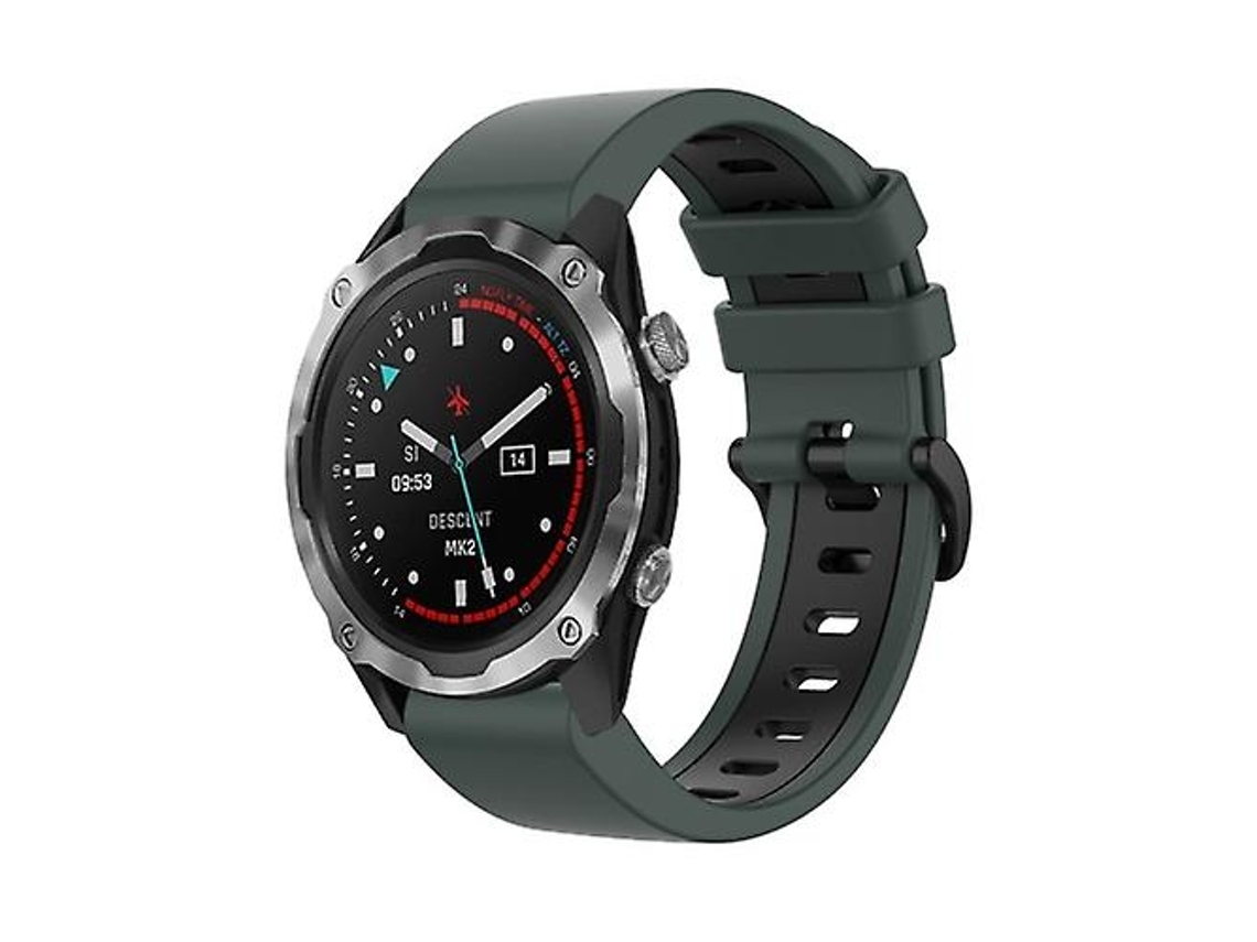 Pulseira De Silicone, Compatível Com Relógio Garmin Descent Mk2 26 Mm, Verde - Oliva E Preta., Acabamento Moderno