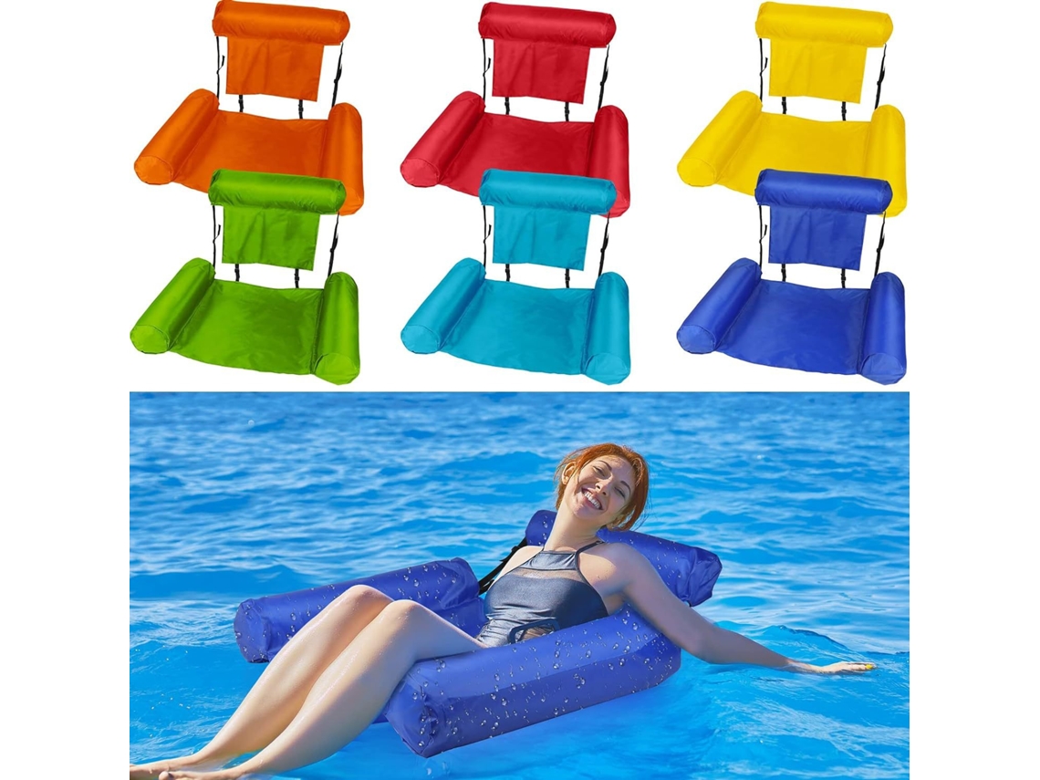 Cadeira Flutuante Inflável Tipo Rede, Espreguiçadeira Dobrável Para Piscina E Praia, Azul