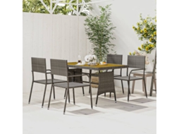 Vidaxl 5 Pcs Conjunto De Jantar Para Exterior Vime Pe Cinzento