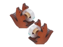 Dispensador de Fita Adesiva para Mesa, Modelo Exclusivo em Formato de Esquilo, Marrom Claro, 8,70 X 6,00 X 3,30 Cm, com 2 Unidades. GOKOCO