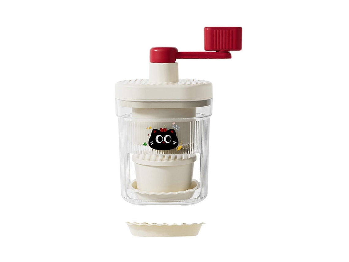 Raspador De Gelo Manual Com Manivela Fácil De Usar Para Fazer Raspadinhas E Bebidas Geladas, Branco E Vermelho.