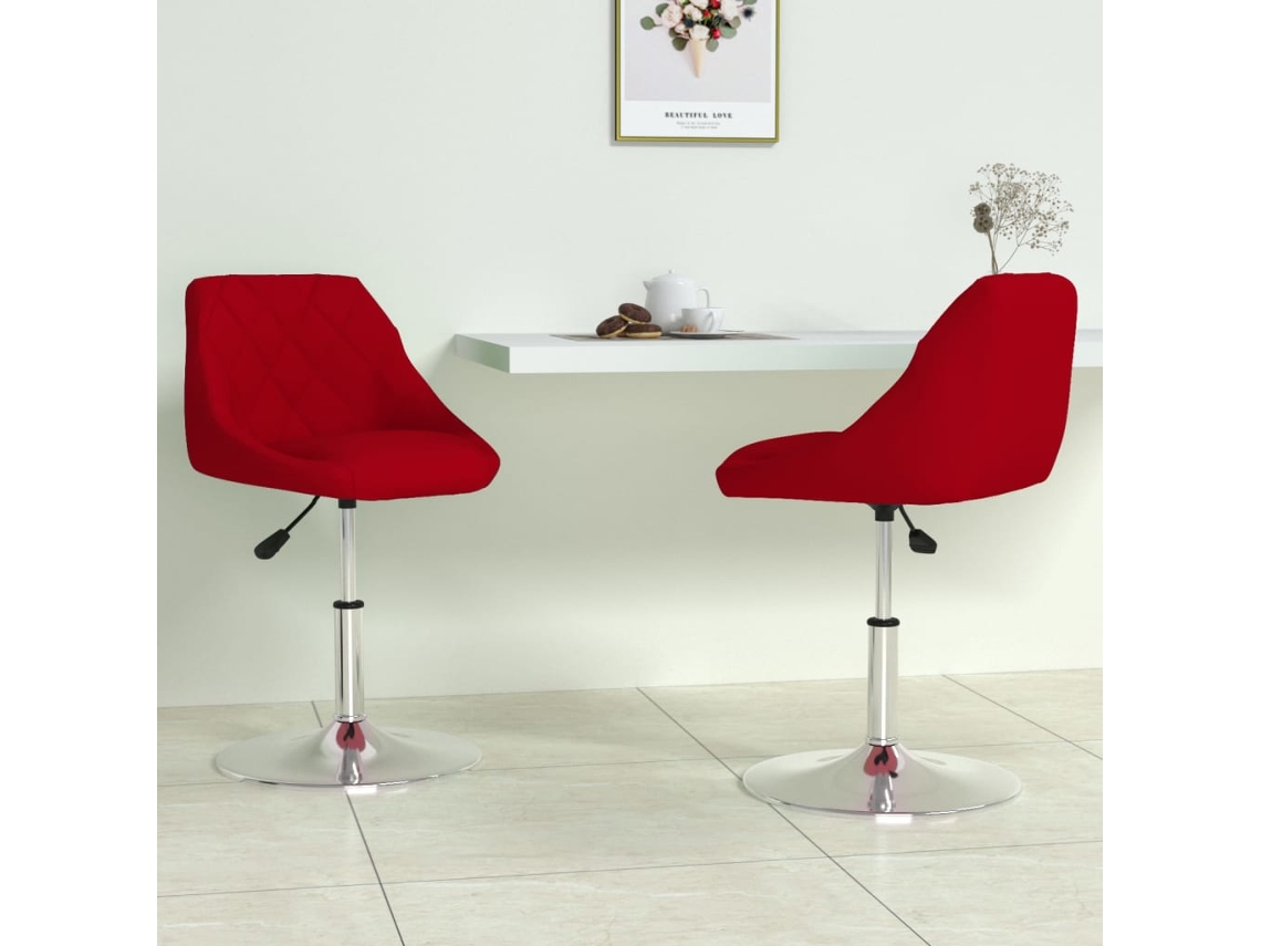Vidaxl Cadeiras De Jantar Giratórias 2 Pcs Veludo Vermelho Tinto