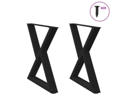 Vidaxl Pés Para Mesa De Jantar 2 Peças Preto 70x(72-73,3) Cm Aço