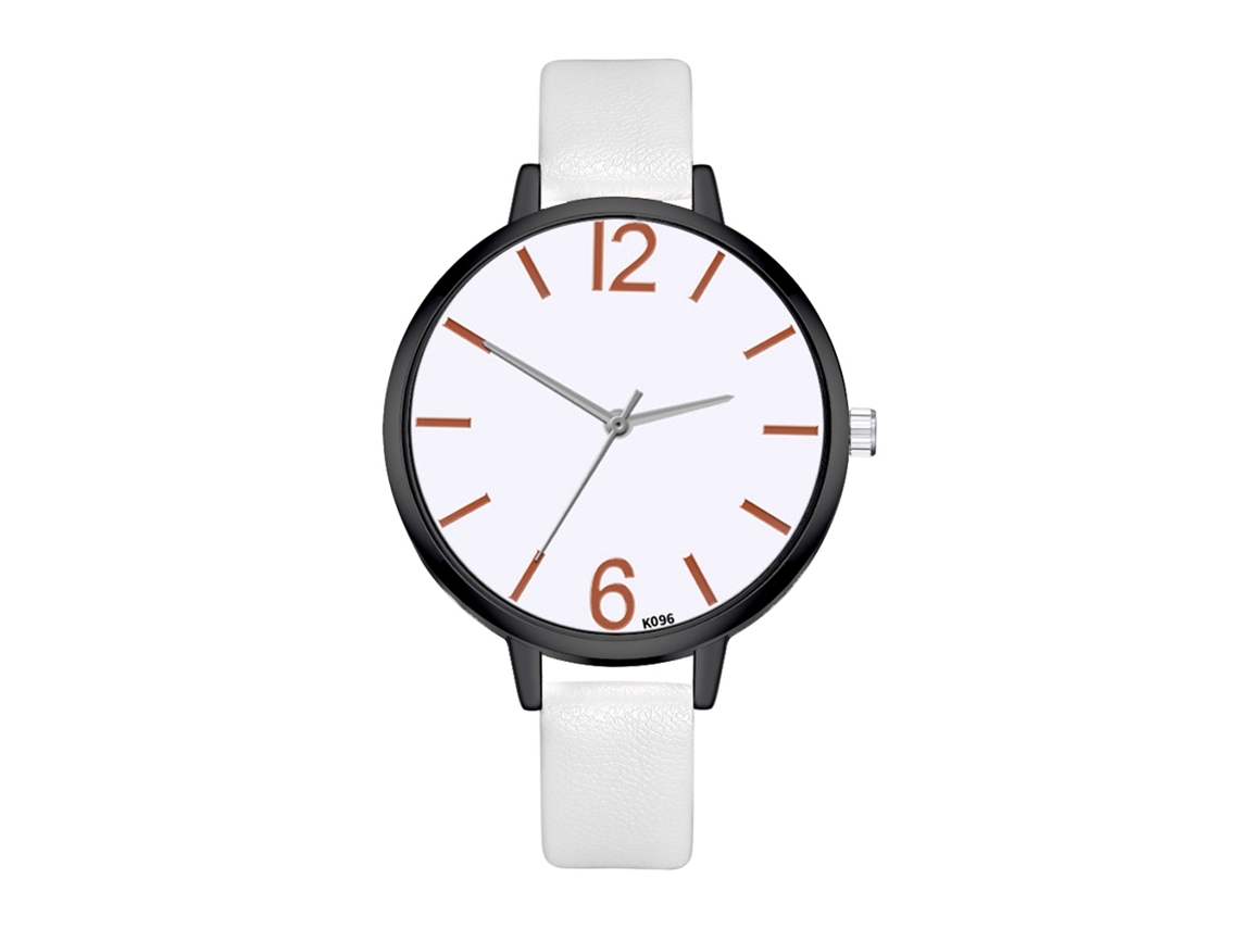 Relógio Feminino de Negócio Zhoulianfa Estilo Coreano Simples de Couro Branco