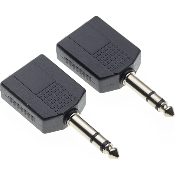 Adaptador Divisor de Conector Estéreo 6,35 Mm para 2 Conectores Mm, Fone Ouvido, Áudio Duplo 1/4'' e Pacote com Unidades. AQUAFORGE