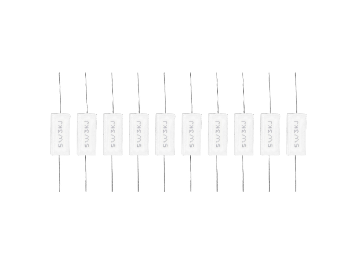 10 Peças de Resistor de Cimento 5w 3kr Precisão ±5% Componentes Eletrônicos para PCB