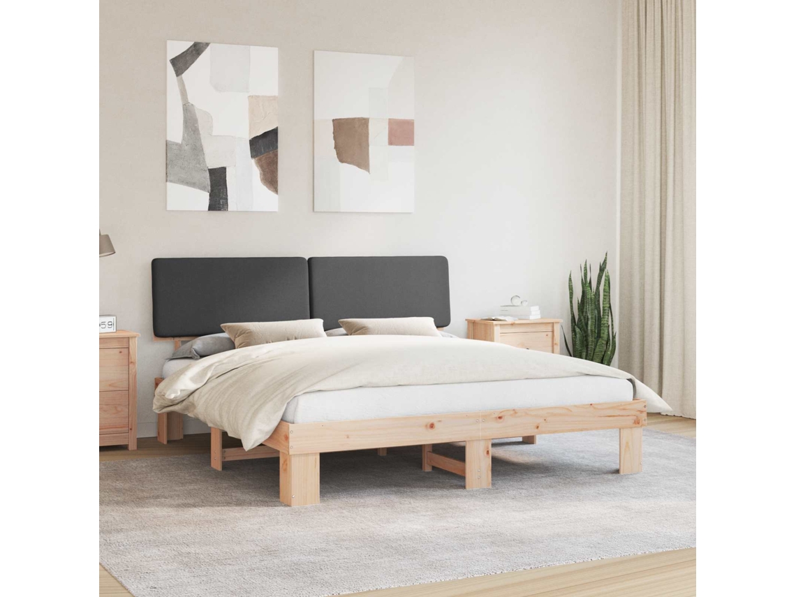 Vidaxl Estrutura De Cama Com Cabeceira Estofada Cinza Escuro