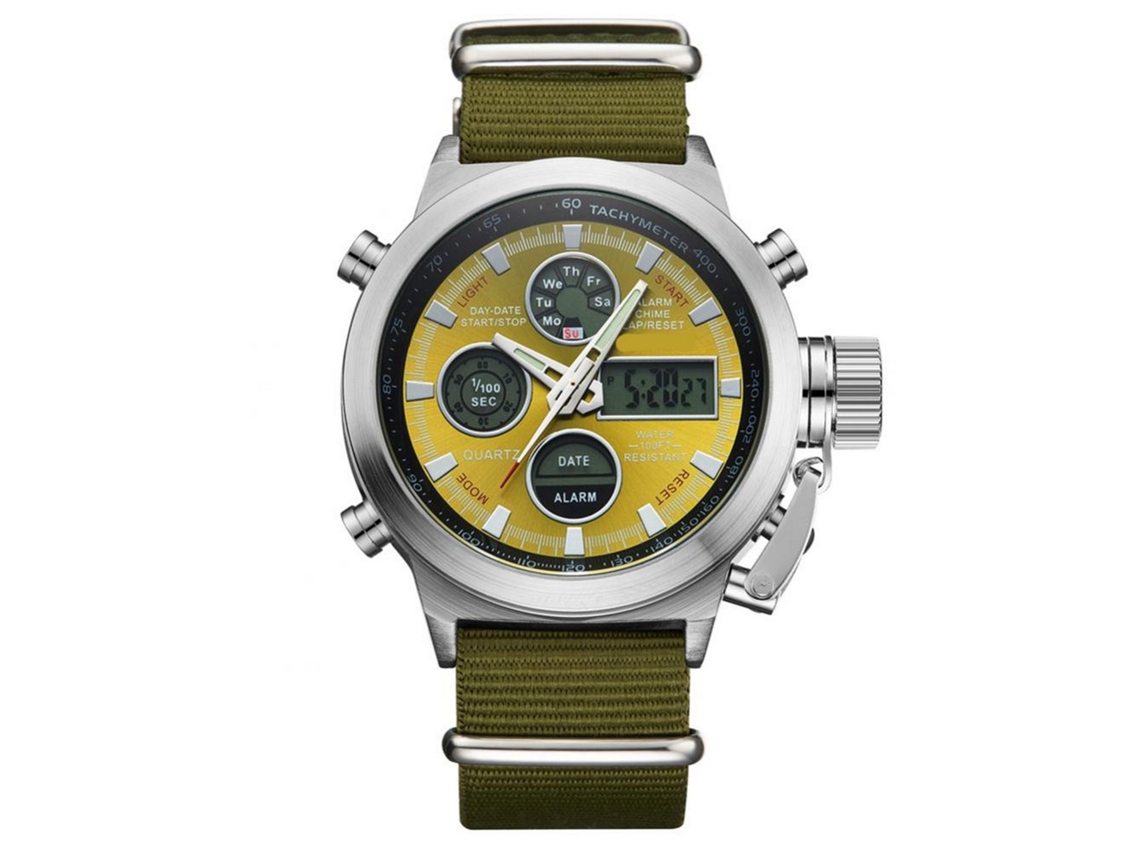 Reloj De Pulsera Para Hombre Biden Con Movimiento Doble De Cuarzo Impermeable