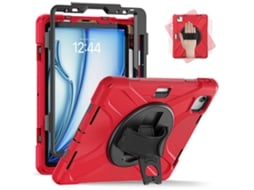 Para iPad Air 11 (2024), suporte giratório com capa de TPU, PC e silicone, vermelho Hengrongshen (2025)