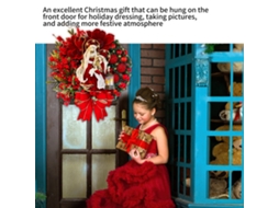 Guirlanda de porta de natal com bolas vermelhas e flores S/MARCA
